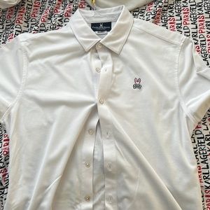 Psycho bunny white baseball polo